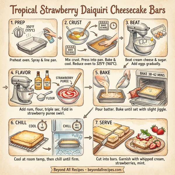 Tropical Strawberry Daiquiri Cheesecake Bars instructions