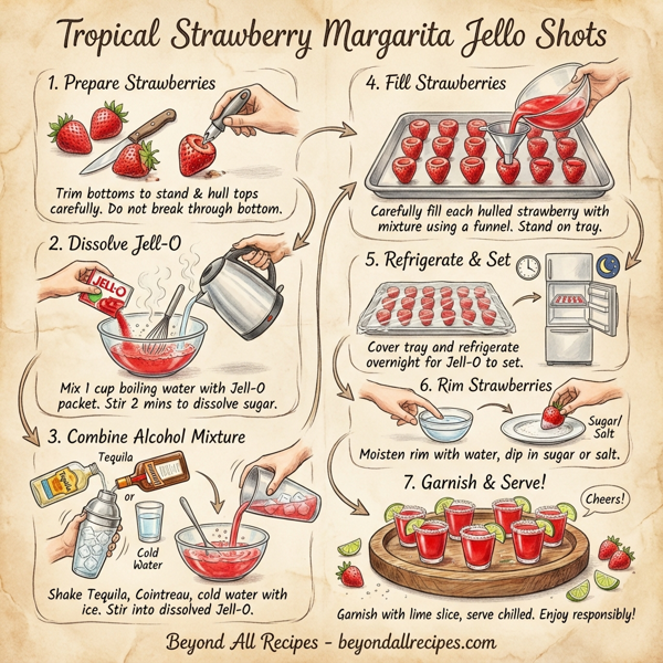 Tropical Strawberry Margarita Jello Shots instructions