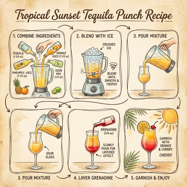 Tropical Sunset Tequila Punch instructions