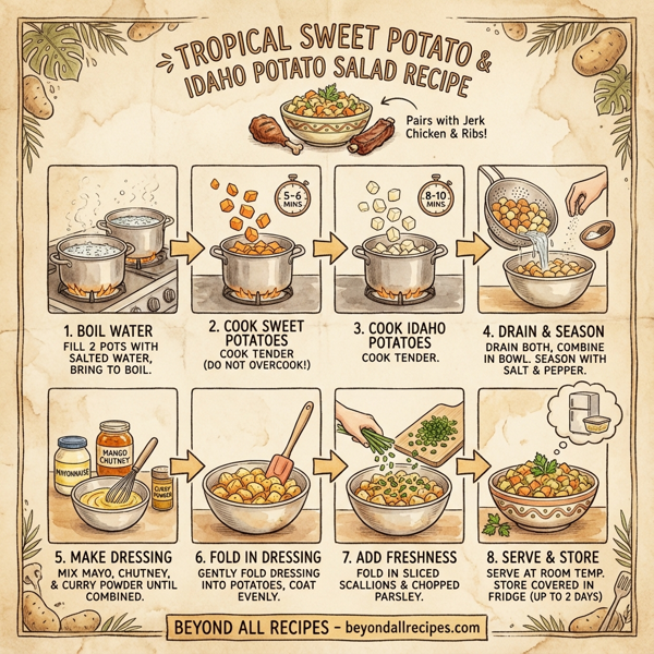 Tropical Sweet Potato and Idaho Potato Salad instructions