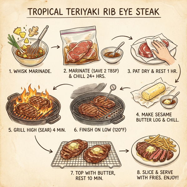 Tropical Teriyaki Rib Eye Steak instructions