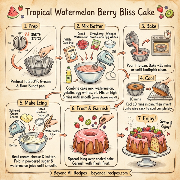Tropical Watermelon Berry Bliss Cake instructions