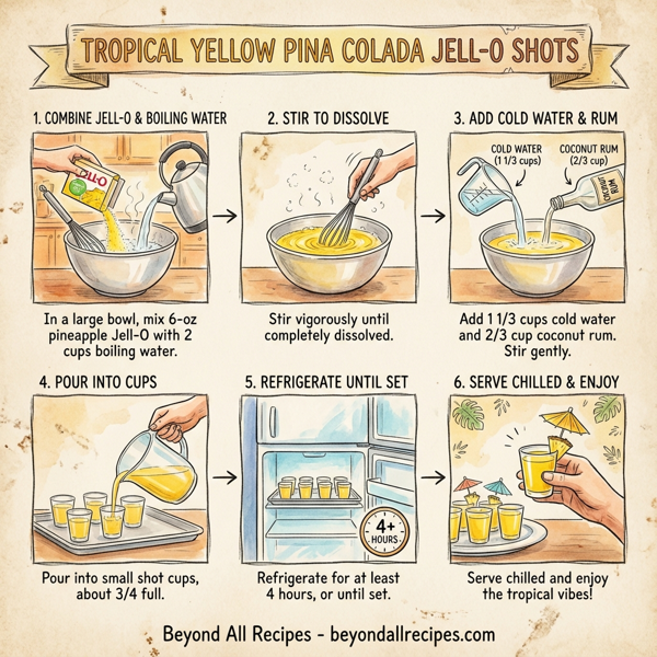 Tropical Yellow Pina Colada Jell-O Shots instructions