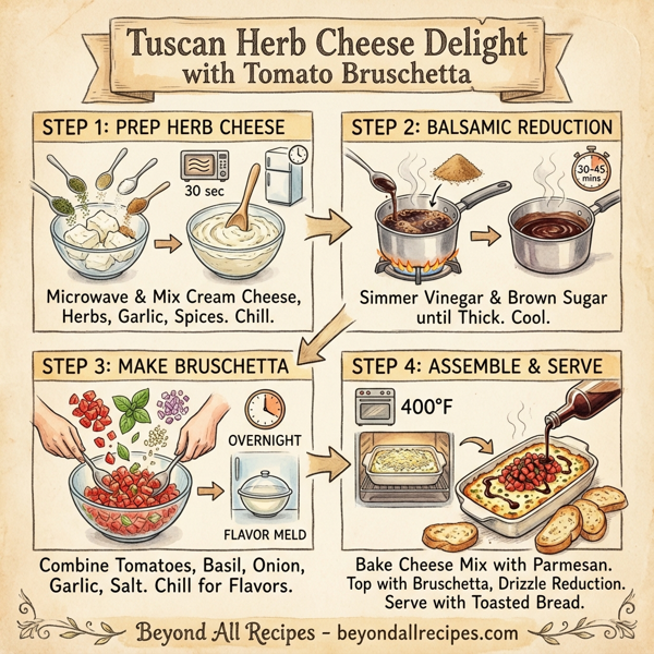 Tuscan Herb Cheese Delight with Tomato Bruschetta instructions