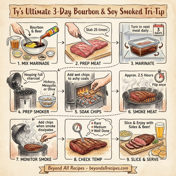 Ty's Ultimate 3-Day Bourbon & Soy Smoked Tri-Tip instructions