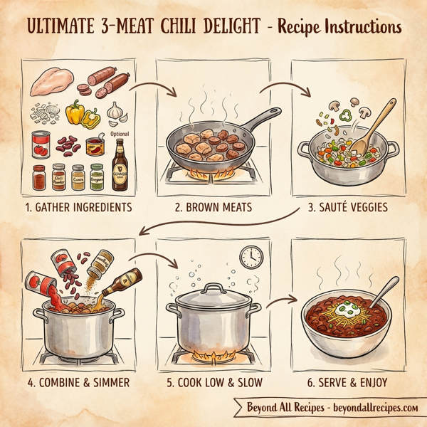 Ultimate 3-Meat Chili Delight instructions