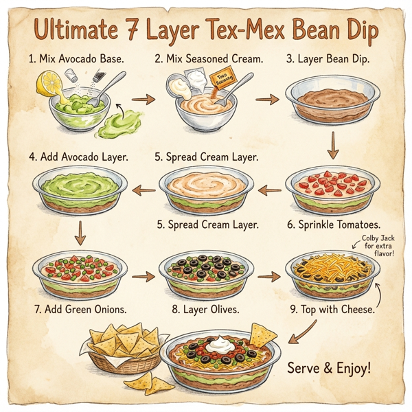 Ultimate 7 Layer Tex-Mex Bean Dip instructions