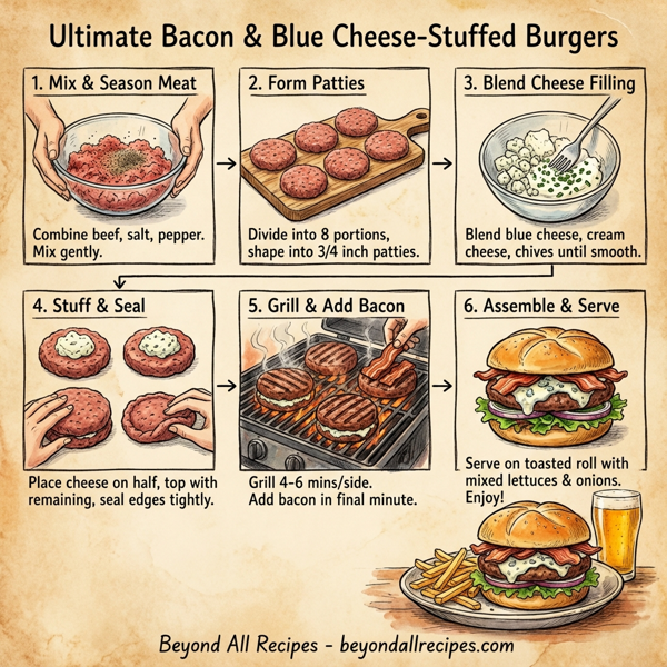 Ultimate Bacon & Blue Cheese-Stuffed Burgers instructions