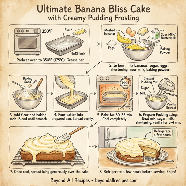Ultimate Banana Bliss Cake with Creamy Pudding Frosting instructions