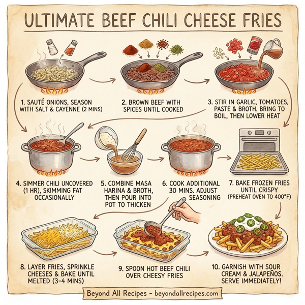 Ultimate Beef Chili Cheese Fries instructions