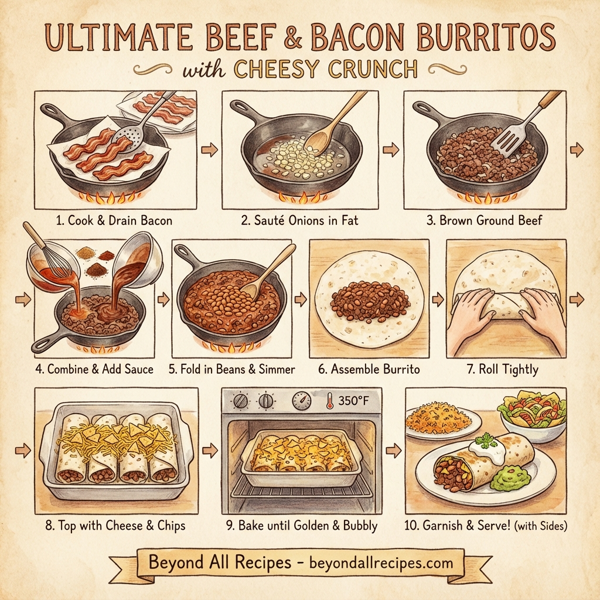 Ultimate Beef & Bacon Burritos with Cheesy Crunch instructions