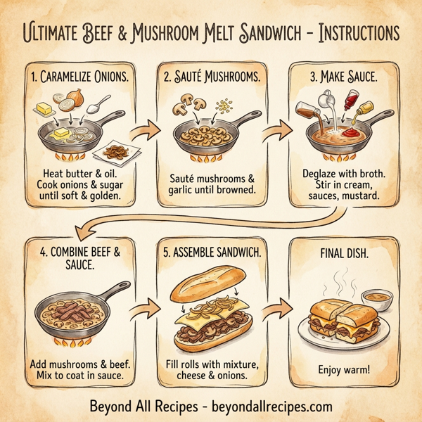 Ultimate Beef & Mushroom Melt Sandwich instructions