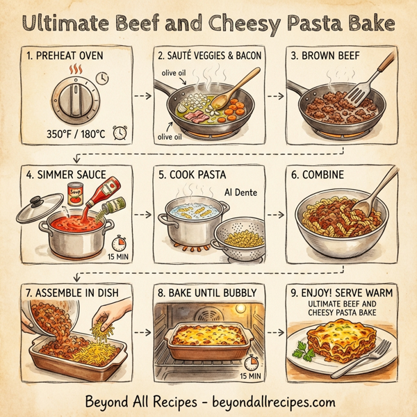 Ultimate Beef and Cheesy Pasta Bake instructions