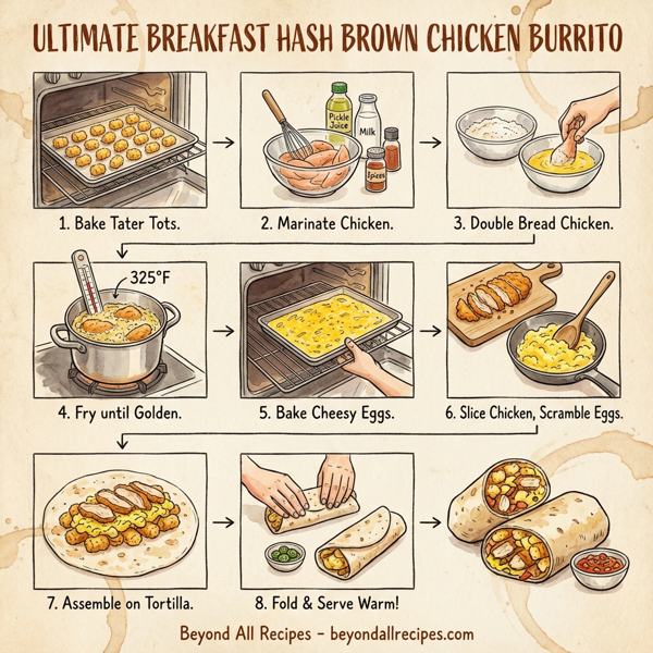 Ultimate Breakfast Hash Brown Chicken Burrito instructions