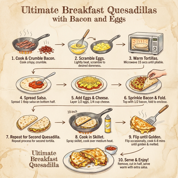 Ultimate Breakfast Quesadilla with Bacon and Eggs instructions
