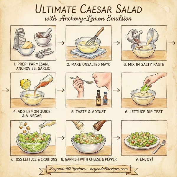 Ultimate Caesar Salad with Anchovy-Lemon Emulsion instructions