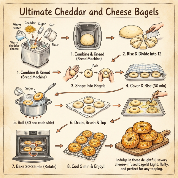Ultimate Cheddar and Cheese Bagels instructions
