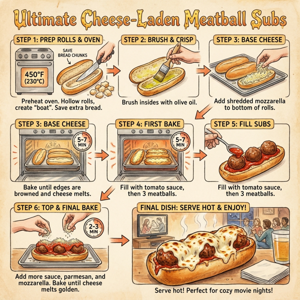 Ultimate Cheese-Laden Meatball Subs instructions