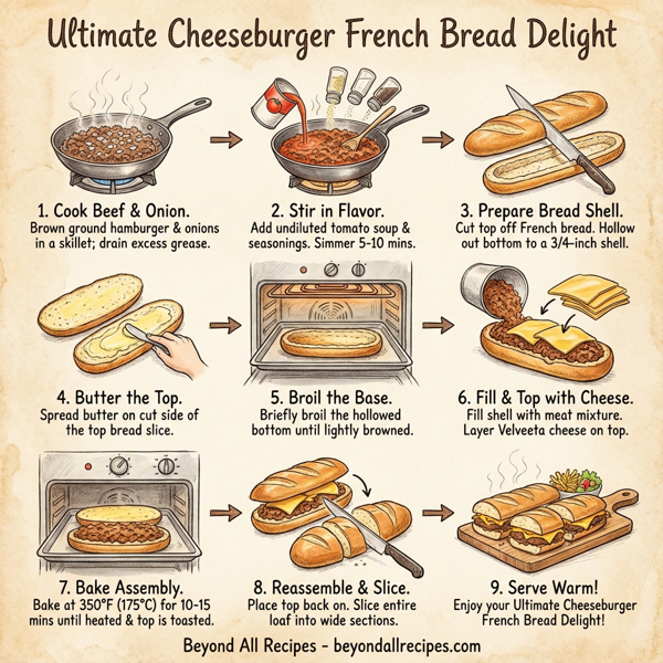 Ultimate Cheeseburger French Bread Delight instructions
