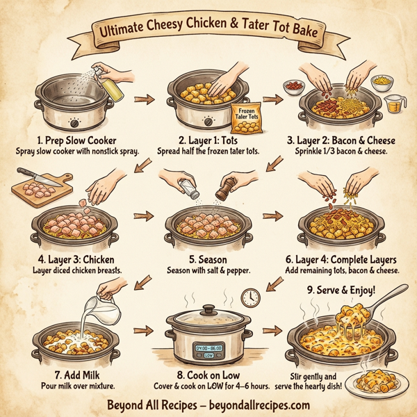 Ultimate Cheesy Chicken and Tater Tot Bake instructions