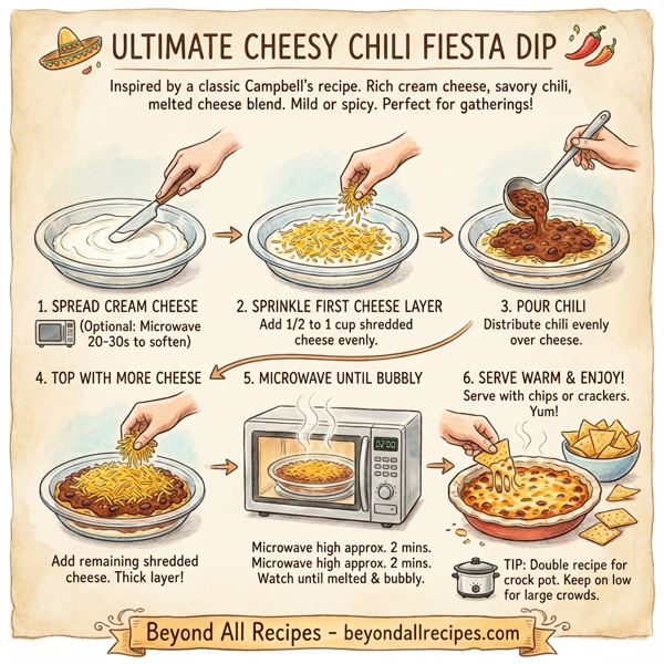 Ultimate Cheesy Chili Fiesta Dip instructions