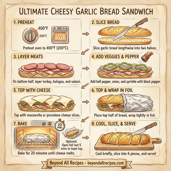 Ultimate Cheesy Garlic Bread Sandwich instructions