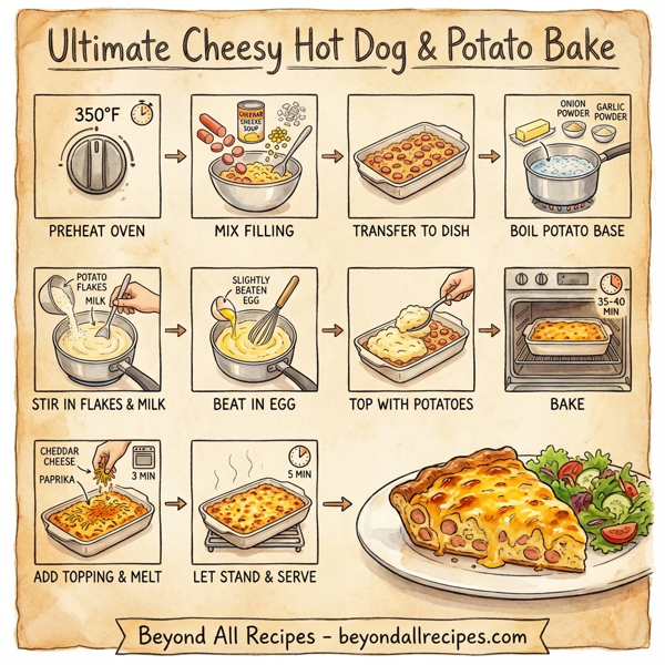 Ultimate Cheesy Hot Dog & Potato Bake instructions