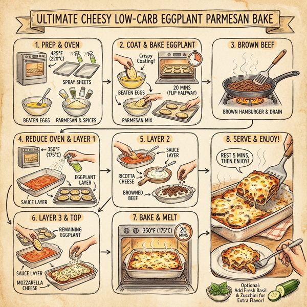 Ultimate Cheesy Low-Carb Eggplant Parmesan Bake instructions