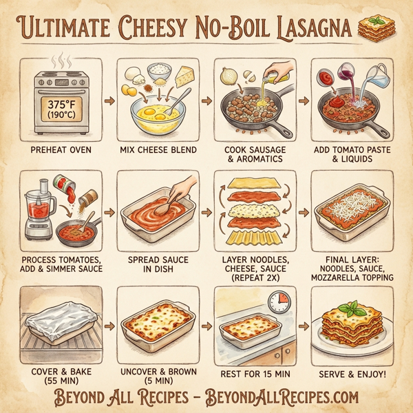 Ultimate Cheesy No-Boil Lasagna instructions