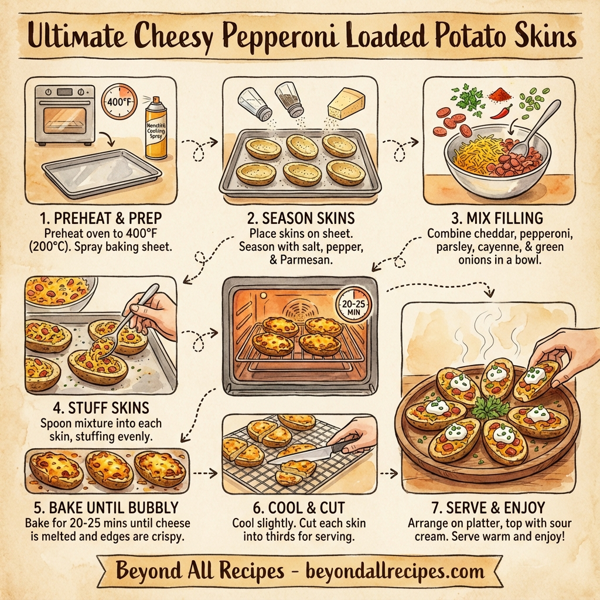 Ultimate Cheesy Pepperoni Loaded Potato Skins instructions
