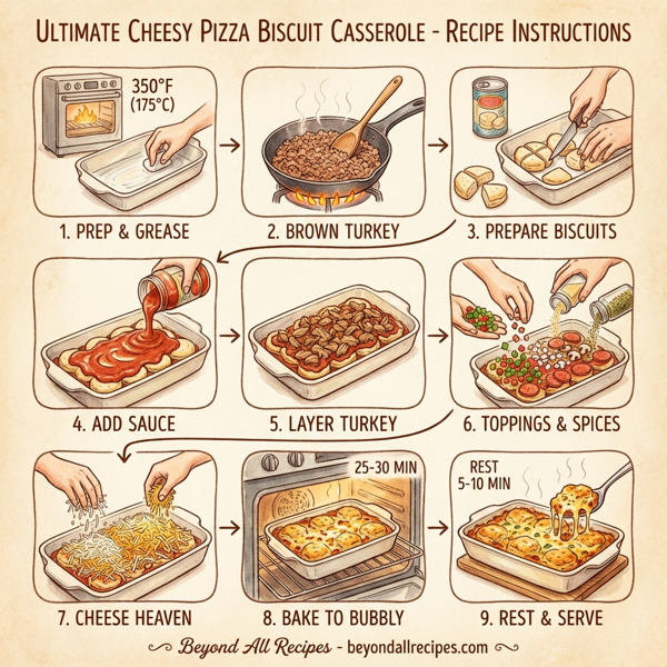 Ultimate Cheesy Pizza Biscuit Casserole instructions