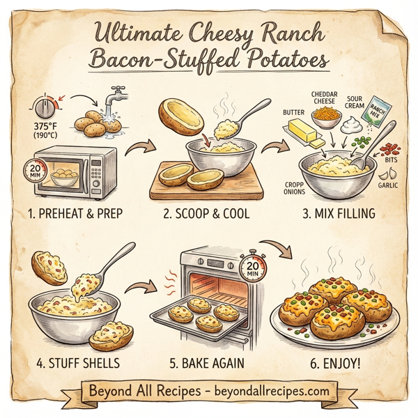 Ultimate Cheesy Ranch Bacon-Stuffed Potatoes instructions