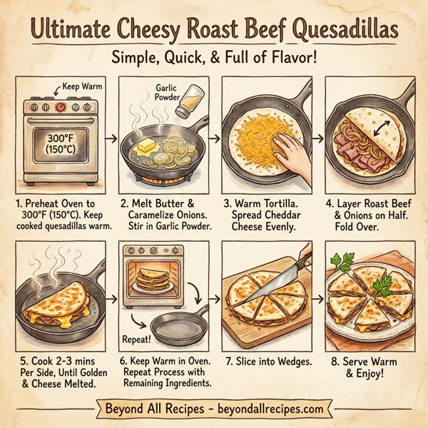 Ultimate Cheesy Roast Beef Quesadillas instructions