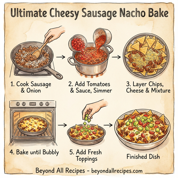 Ultimate Cheesy Sausage Nacho Bake instructions
