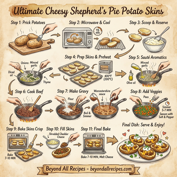Ultimate Cheesy Shepherd’s Pie Potato Skins instructions