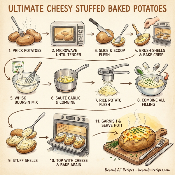 Ultimate Cheesy Stuffed Baked Potatoes instructions