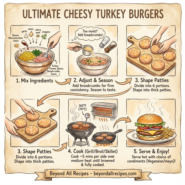 Ultimate Cheesy Turkey Burgers instructions