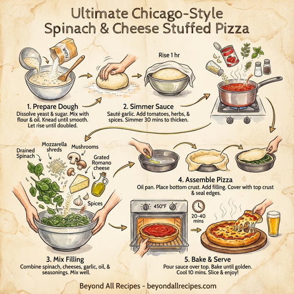 Ultimate Chicago-Style Spinach & Cheese Stuffed Pizza instructions