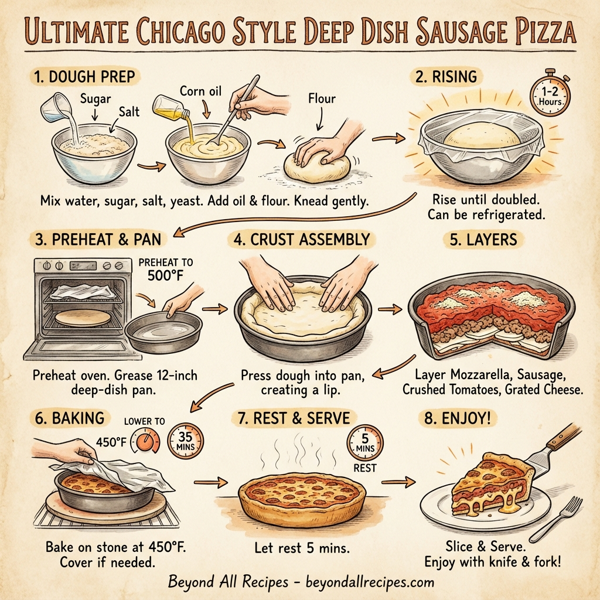 Ultimate Chicago Style Deep Dish Sausage Pizza instructions