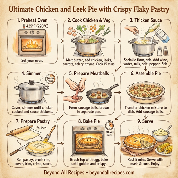 Ultimate Chicken and Leek Pie with Crispy Flaky Pastry instructions