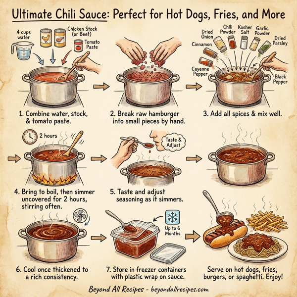 Ultimate Chili Sauce: Perfect for Hot Dogs, Fries, and More instructions