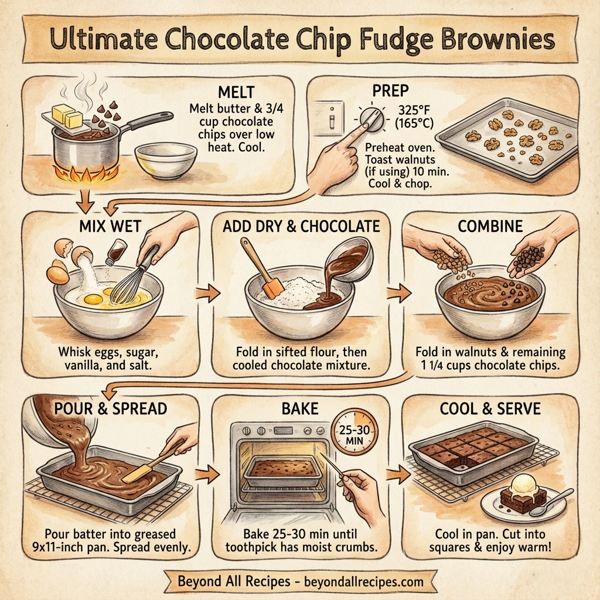 Ultimate Chocolate Chip Fudge Brownies instructions