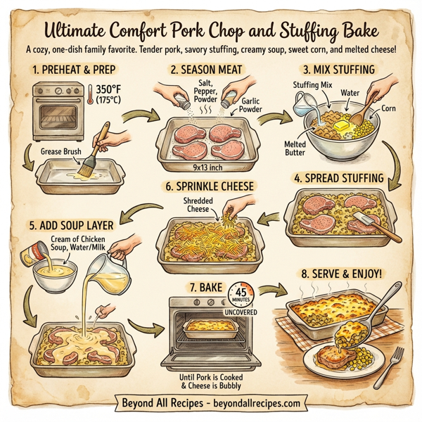 Ultimate Comfort Pork Chop and Stuffing Bake instructions