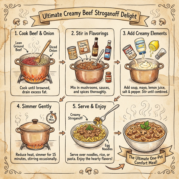 Ultimate Creamy Beef Stroganoff Delight instructions