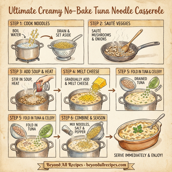 Ultimate Creamy No-Bake Tuna Noodle Casserole instructions
