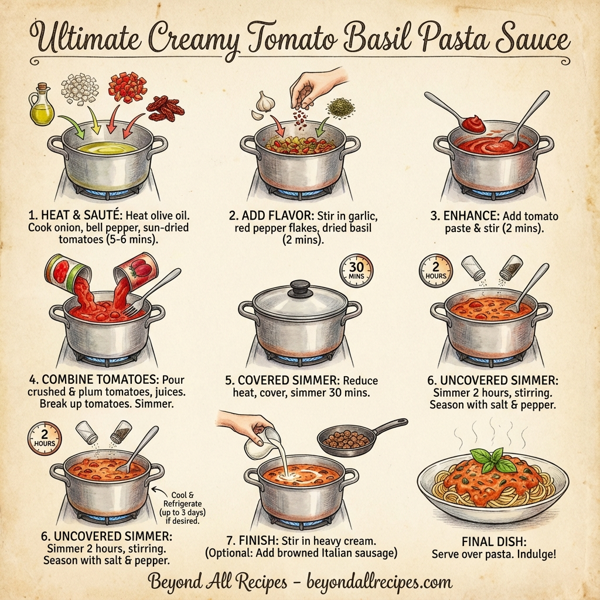 Ultimate Creamy Tomato Basil Pasta Sauce instructions