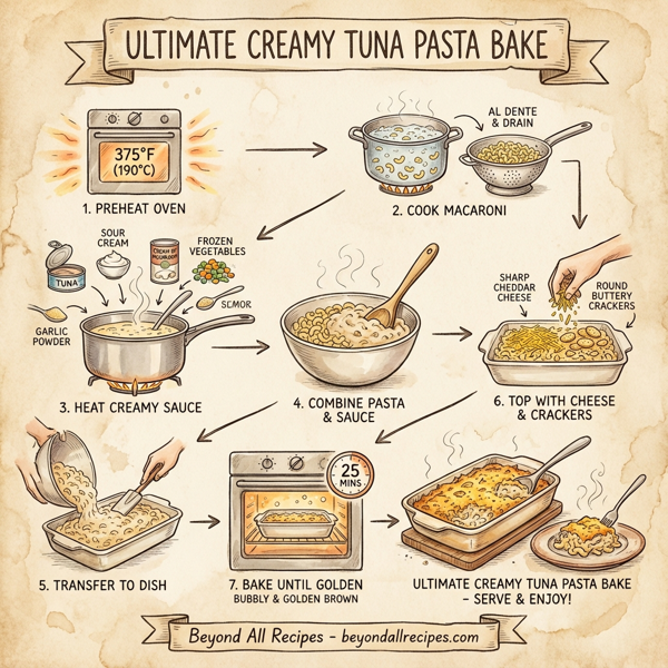 Ultimate Creamy Tuna Pasta Bake instructions