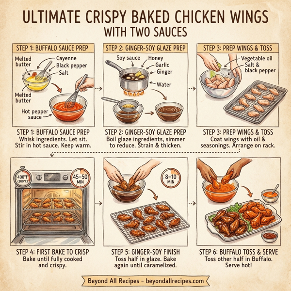 Ultimate Crispy Baked Chicken Wings with Two Sauces instructions