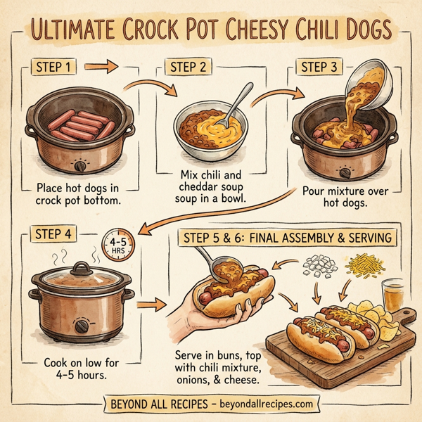 Ultimate Crock Pot Cheesy Chili Dogs instructions