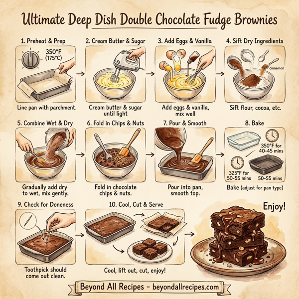 Ultimate Deep Dish Double Chocolate Fudge Brownies instructions
